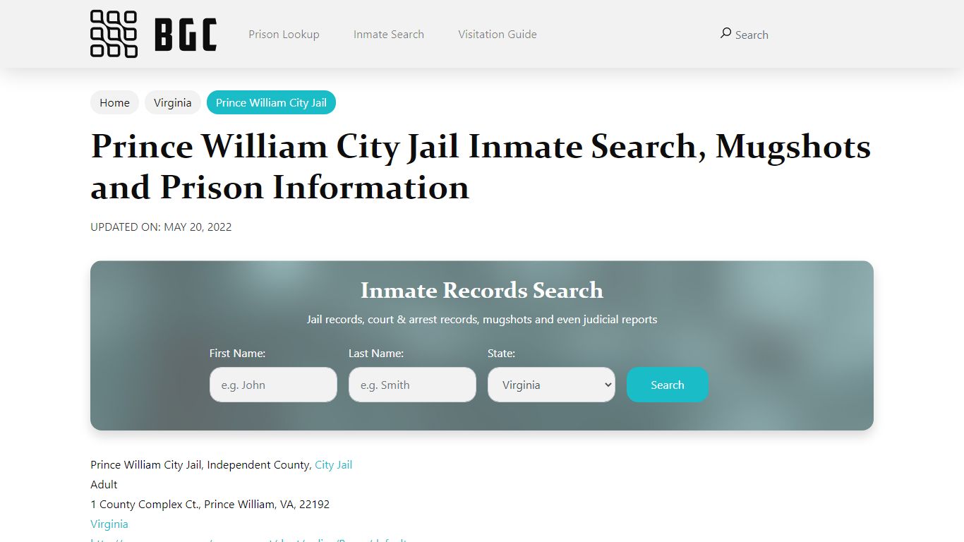 Prince William City Jail Inmate Search, Mugshots, Visitation, Phone no ...